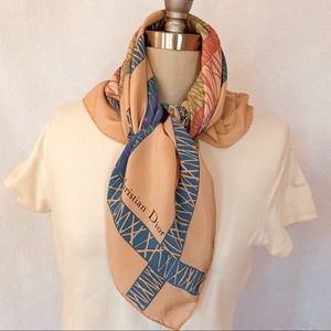 Vtg Christian Dior silk scarf graphic design